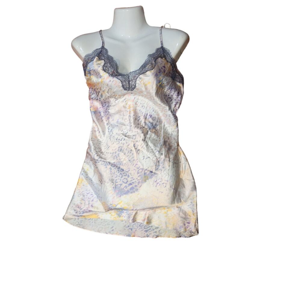 Victoria Secret slip nighty white with pastel cheetah print  size M